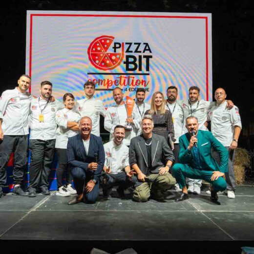 I finalisti della Pizza Bit Competition 2024 con Sabrina Dallagiovanna Daniele Persegani Luca Valle Andrea Mainardi Mattia Casarin - Festa dei Granai